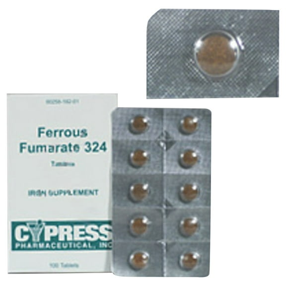 Cypress Ferrous Fumarate Iron Supplement Tablets, 100 Count
