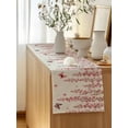 thumbnail image 5 of Table Runner 36 Inches Long for Kitchen Dining, Butterfly Flower Dresser Scarf Farmhouse, Dining Table Decorations for Wedding/Parties, Farmhouse Country Pink Floral on Linen 13 x 36 In, 5 of 8