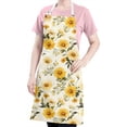 thumbnail image 5 of Beige Yellow Flower Pattern Apron-Garden Aprons for Women with Pockets-Cotton Linen Waterproof Kitchen Cooking Gardening Aprons Adjustable for Kitchen,Cooking,BBQ and Salon 33x27 Inch, 5 of 7