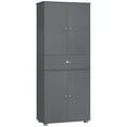 thumbnail image 2 of HOMCOM 72" Freestanding Kitchen Pantry Cabinet with 2 Large Double Door Cabinets and 1 Center Drawer, gray, 2 of 8