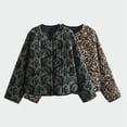 thumbnail image 6 of Women'S Oversized Print Quilted Puffer Jacket Casual Padded Coat Green L, 6 of 8