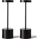 thumbnail image 2 of Paquete de 2 lámparas de mesa recargables, lámpara de mesa LED inalámbrica, funciona con pilas de 5000 mAh, luz de mesa portátil, atenuación para restaurante, patio, exterior (negro), 2 of 10