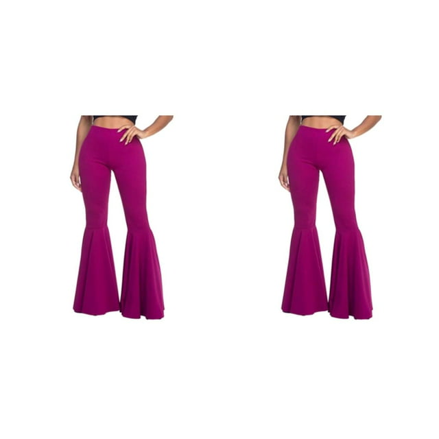 Baohd Pantalon Femme Extensible Large Application Plusieurs Tailles Disponibles Taille Haute Violet S 2Set