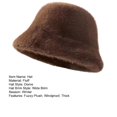 thumbnail image 7 of ievspot Women Winter Bucket Hat Fuzzy Plush Short Brim Dome Windproof Warmth Sun Protection Fisherman Cap Outdoor Travel Headwear, 7 of 7