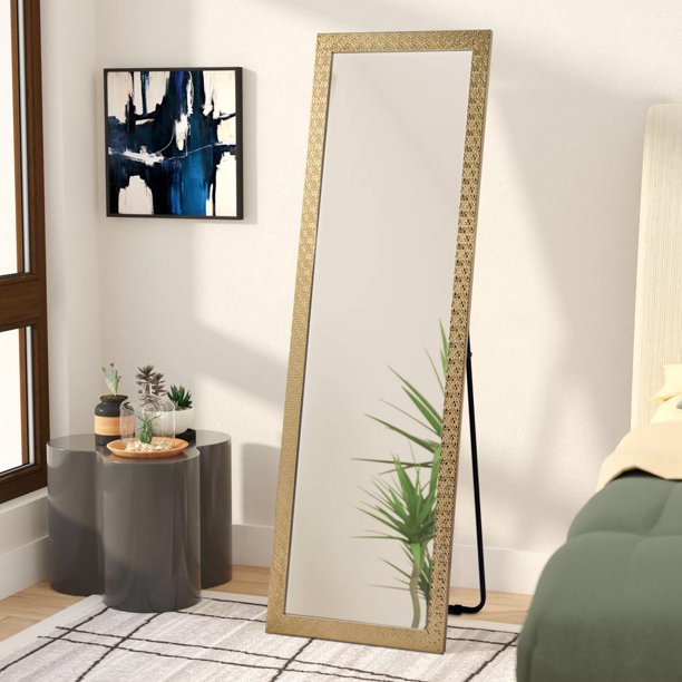 Full Length Mirror Large Rectangle For Bedroom Dressing Floor With Aluminum Alloy Frame 65 X22 Standing Wall Gold Com Bedroom Dressing Mirror Floor, Large Full Size Mirror Gold