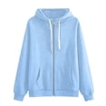 thumbnail image 4 of JUjie Womens Zip Up Hoodies High Neck Fleece Jackets Oversized Sweatshirts Fall Fashion 2026 Sweaters Winter Clothes Light Blue XXXL, 4 of 5