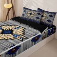 thumbnail image 3 of jejeloiu Vintage Aztec Geometric Zipper Twin Comforter Sets with Fitted Sheet and 2 Pillowcases,Nautical Tribal Zipper Bedding Set For Boys,Blue Gray,Black Reversible,4-Piece, 3 of 7