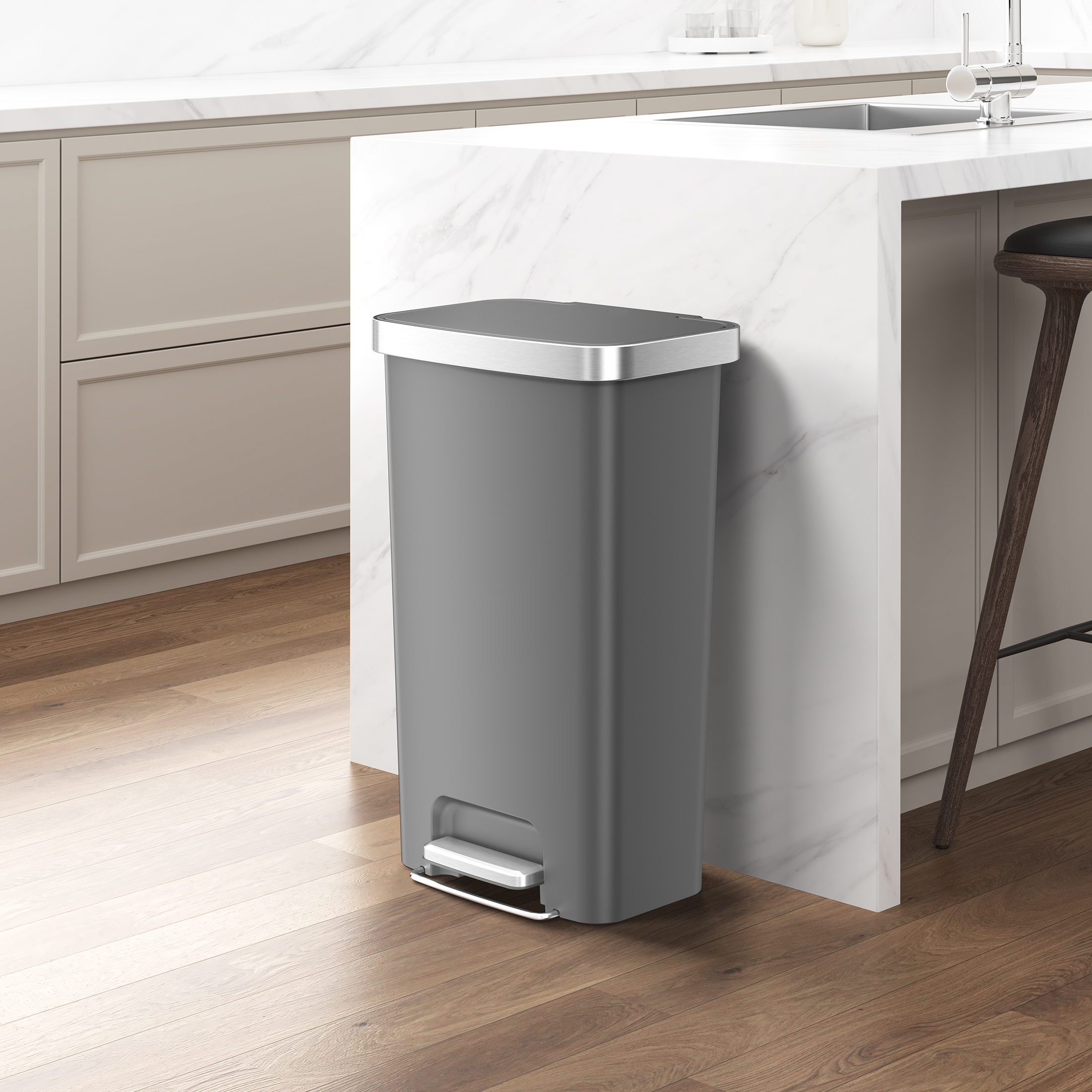 Better Homes & Gardens 11.9-Gallon Step Trash Can, Gray photo 7