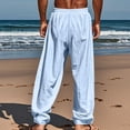 thumbnail image 6 of Makaor Linen Sets for Men 2 Piece Big and Tall Summer Travel Outfits with Pockets Trave Matching Set Long Sleeve Button down Shirts Drawstring Long Long Pants Casual Beach Vacation Clothes, 6 of 8