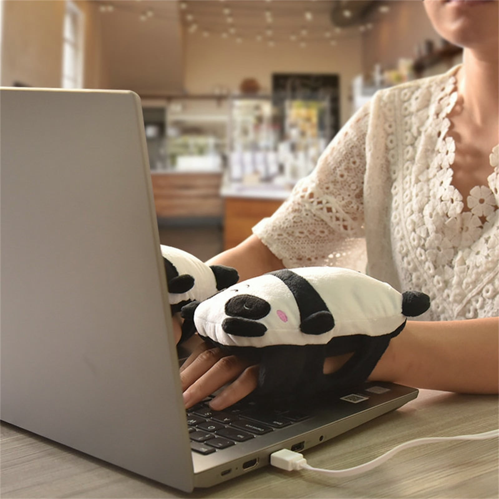 Winter Panda USB Heated Gloves Fingerless Hand Warmer Wearable 5V Powered Heating for Cold Weather