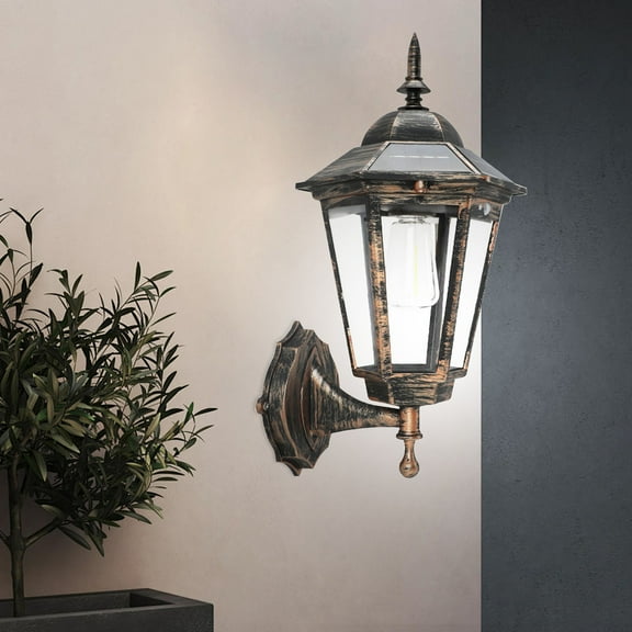 New European Style Solar Lamp Outdoor Wall Light with Motion Sensor Warm Tungsten Filament for Courtyard Garden Lighting