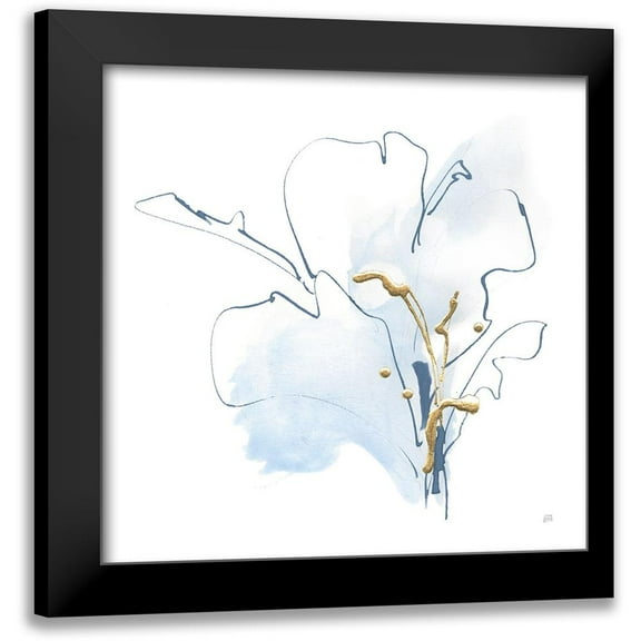 Paschke, Chris 12x12 Black Modern Framed Museum Art Print Titled - Blue and Gold Floral I