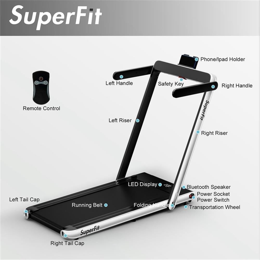 Pemberly Row Up To 7.5MPH 2.25HP Single Display Screen Treadmill in Silver
