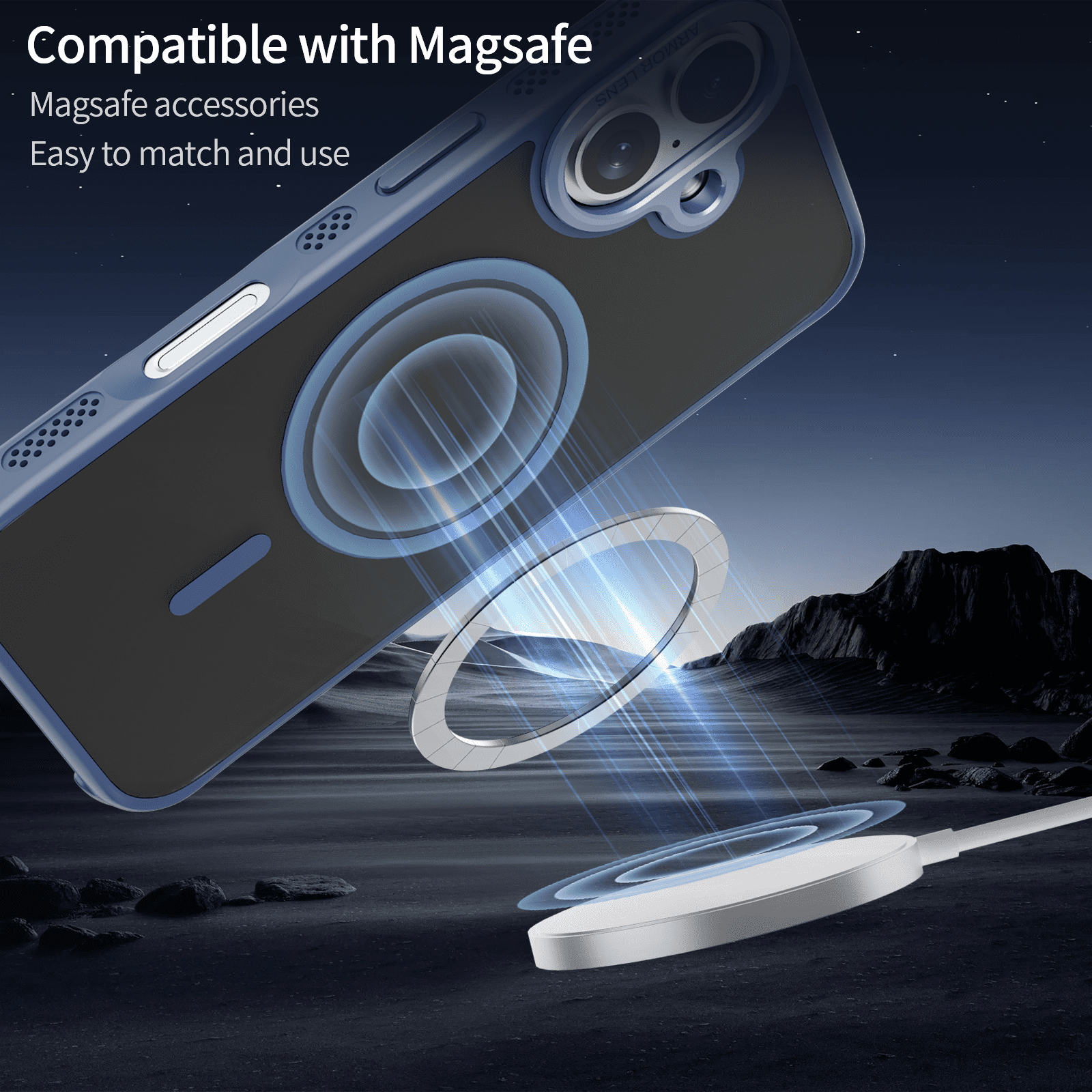 SZPSGC for iPhone 16 Case, Compatible with MagSafe, Anti-Fingerprint & Anti-Scratch, Slim Translucent Matte Shockproof Military-Grade Protective Case for iPhone 16, Blue
