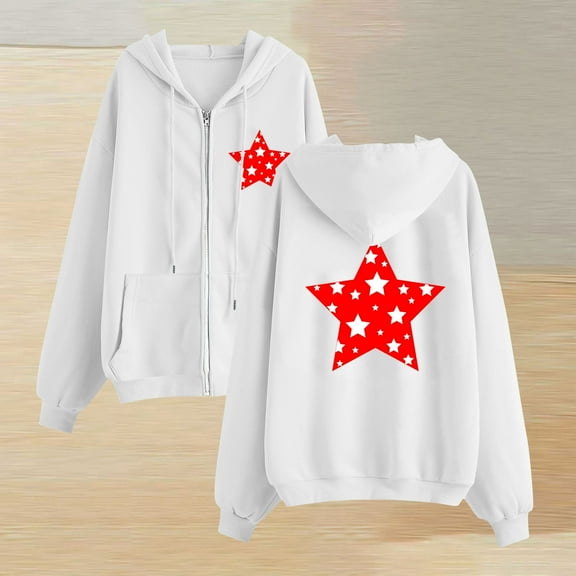 Njoeus Women Casual Full Zip Hoodie Comfy Loose Sweatshirt Lightweight Cute Long Sleeve Fleece Jacket with Pockets White XL