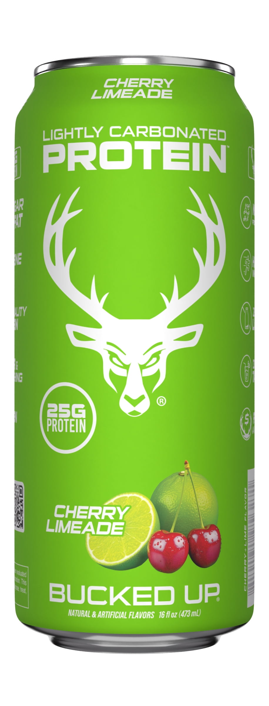 (12 pack) Bucked Up Lightly Carbonated Cherry Limeade Protein 16 fl oz