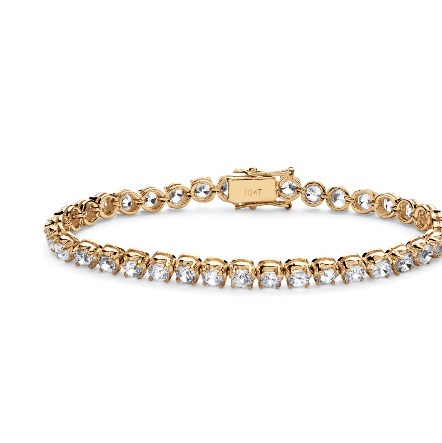 PalmBeach Jewelry 10.75 TCW Round Cubic Zirconia Tennis Bracelet in 10k Yellow Gold