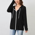 thumbnail image 4 of Zip Up Sweater Women Lightweight Knit Hoodie Long Sleeve Hooded Sweatshirt Trendy Fall Cardigan Jacket Outwear, 4 of 5