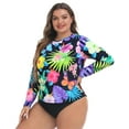 thumbnail image 2 of HDE Plus Size Rash Guard for Women UPF 50 Quick Dry Long Sleeve Swim Top Retro Paradise - 3X, 2 of 5