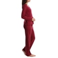 thumbnail image 3 of Blis Adult Womens Satin Trim Long Sleeve Sleep Cotton Pajama Pant Set, 3 of 3
