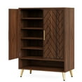 thumbnail image 6 of Yardi Yarda Wooden Shoe Cabinet, 6-Tier Shoe Organizer with Adjustable Shelves, Sleek and Modern Shoe Cabinet, Brown+Gold, 6 of 6