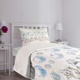 thumbnail image 5 of Ambesonne Cartoon Quilted Bedspread Set 2 Pcs, Cats Sitting with Collars, Twin Size, Pale Blue Dusk, 5 of 6