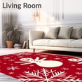 thumbnail image 2 of ODIKA 5'x7' Machine Washable Non-Slip Area Rug, Jolly Snowman Winter Wonderland Festive Holiday High Traffic Rug with Pad, Red, 502941, 2 of 8