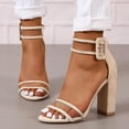 thumbnail image 5 of SACFOF High Heels for Women Open Toe Chunky Heels High Heeled Sandals Fahsion Casual Ankle Strap Dress Pump Sandals, 5 of 7