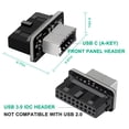 thumbnail image 2 of JoyReken Adaptador de panel frontal USB Adaptador de encabezado USB C vertical USB 3.1 Tipo-E Key-A a USB 3.0 Convertidor de encabezado de 20 pines para placa base tipo C, 2 of 5