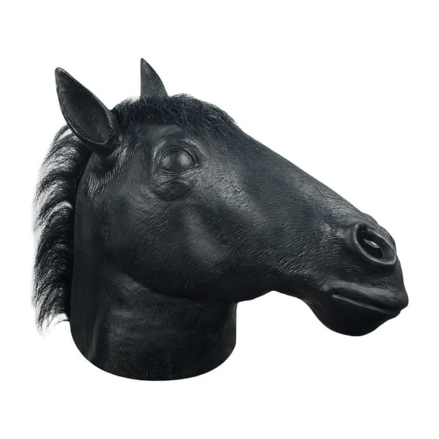 KLKCMS Masque de Cheval d'Halloween Masque de Tête d'Animal pour Festival Cosplay Performance sur Scène Noir