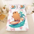 thumbnail image 5 of Erosebridal Cartoon Surfing Capybara Bed Sheets,Kawaii Rodent Animal King Sheets For Kids 4-Piece, 5 of 6