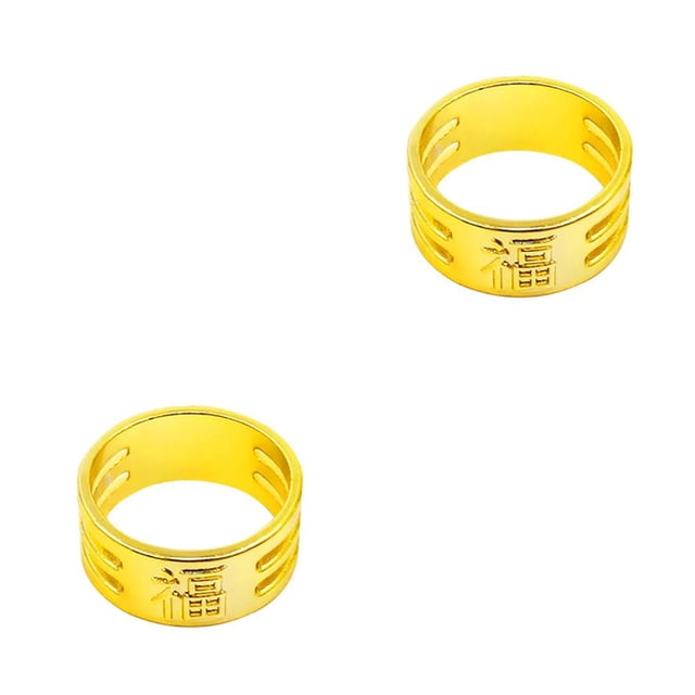 jesticaly Knitting Rings Finger for Protection Thimble Adjustable Specially-designed Handheld Carryable Safeguarding Crochet Tools Thicken Fu Gold Ring 2Set