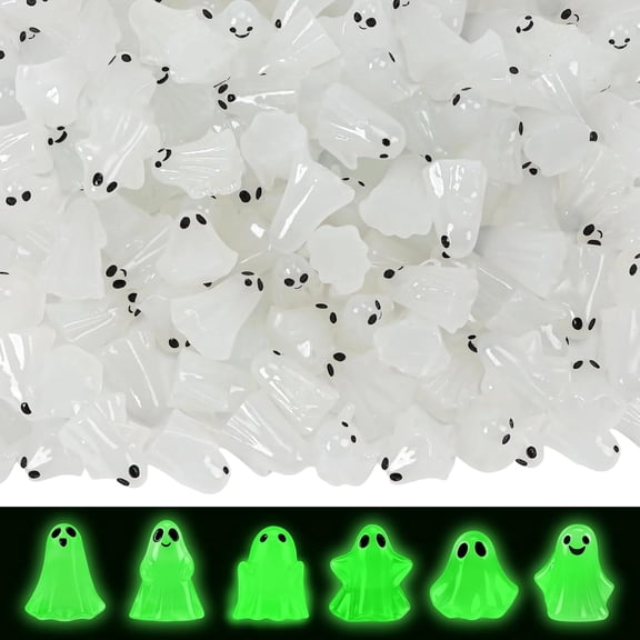 Miguan 80Pcs Mini Luminous Ghost Figurines 6 Style Glow in The Dark Tiny Small Ghost Miniatures for Halloween Spooky Tiered Tray Table Centerpiece Decor Vase Filler Party Favors