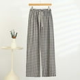 thumbnail image 2 of yillto Plus Size Lounge Pants for Womens Plaid Wide Leg Palazzo Elastic Waist Drawstring Pajamas Pant 3XL-5XL, 2 of 3