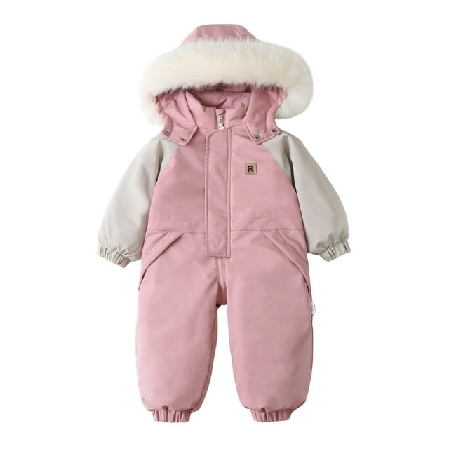MEZZALL Combinaison de Neige d'Hiver à Capuche pour Bébé, Veste, Tout-Petit, Combinaison Épaissie pour Bébé, Classique, Tenue Quotidienne, Rouge, 120