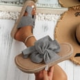 thumbnail image 2 of KIJBLAE Women Summer Sandals Flat Shoes Bowknot Beach Sandals Ladies Slip-On Open Toe Shoes Flats Plus Size Sandals Female Gray 39, 2 of 7