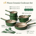 thumbnail image 2 of Carote 18-Piece Pots and Pans Set, Nonstick Cookware with Lids, Induction Compatible, Kitchen Cooking Set with Utensils & Protectors, Green, 2 of 8