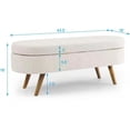 thumbnail image 5 of Oval Storage Ottoman Bench with Rubber Wood Legs,Beige, 5 of 10