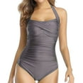 thumbnail image 1 of Plus Size Swimsuit For Women Women'S Swimwear Bottoms Womens Two Pieces Bikini One Shoulder Bandeau High Cut Swimwear Padded Bathing SuitGreyXL, 1 of 4