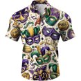 thumbnail image 3 of IWRICH Mardi Gras Shirts for Men Plus Size Short Sleeve Button down Shirt Casual Regular Fit Tops Holiday Vacation Outfits 02-Purple XXL, 3 of 5