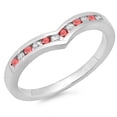 thumbnail image 1 of Dazzlingrock Collection 10K Round Ruby & White Diamond Wedding Stackable Band Guard Chevron Ring, White Gold, Size 5.5, 1 of 1