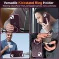 thumbnail image 6 of for iPhone 14 Case with Stand [ Grade Drop Tested][Compatible with Magnet] Ring Translucent Slim Hard Back Soft Edge, Wine Red, 6 of 14