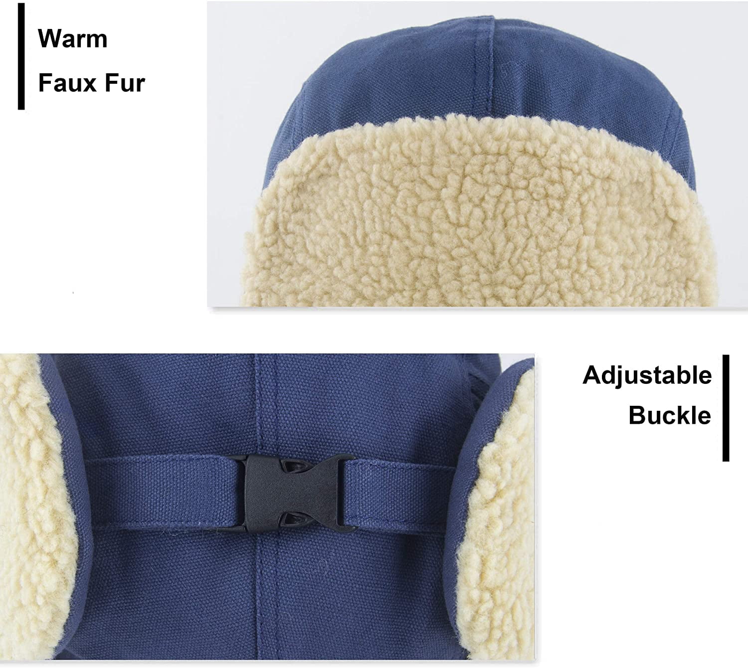 Muryobao Winter Hat Cold Weather Trapper Hat Outdoor Warm Windproof Ski Cap with Ear Flap Trooper Hunting Hats for Men Women Navy