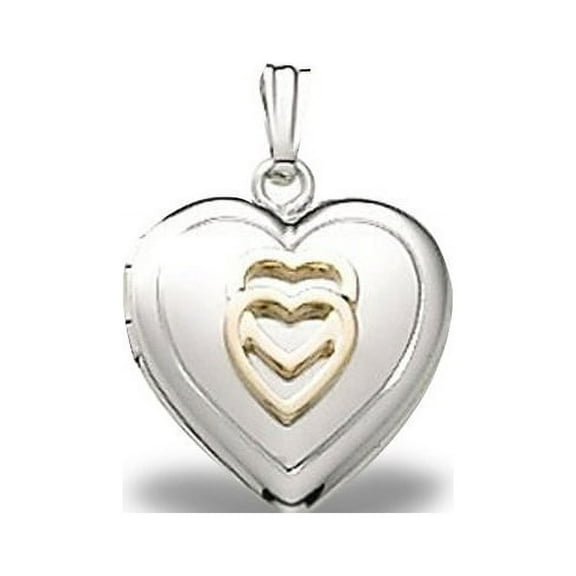 PicturesOnGold.com Sterling Silver Small Heart Locket 1/2 Inch X 1/2 Inch Sterling Silver