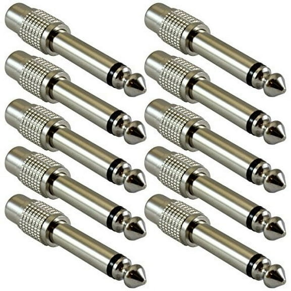 GLS Audio RCA Female to 1/4" TS Metal Adapter - 10 Pack