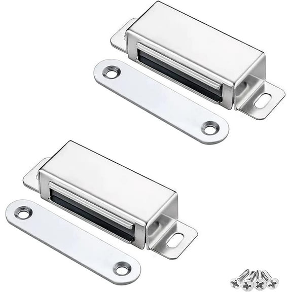 Kitchen Cabinet Closure Â® 2 Pack Cabinet Catch Cupboard Door Heavy Duty 15 lbs Metal RV Drawer Latch Closet Closing Stainless Steel Shutter Hardware Closer-Silver