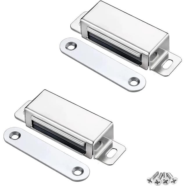 Kitchen Cabinet Magnets Closure ® 2 Pack Cabinet Magnetic Catch Cupboard Door Magnets Heavy Duty 15 lbs Metal RV Drawer Latch Closet Closing Stainless Steel Shutter Hardware Closer-Silver