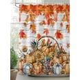 thumbnail image 2 of Fsddascl Thanksgiving Shower Curtain Set - 48" x 72" Washable Bathtub Curtain with 12 Hooks, Autumn Pumpkin Sunflower Maple Leaf Wood Waterproof Fabric Stall Shower Curtains for Bathroom/Bathtub, 2 of 6