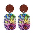 thumbnail image 1 of Dsscvnef Border Mother's Day Mom Gift Translucent Glass Texture Colorful Floral Art Retro Ethnic Style Earrings, 1 of 6