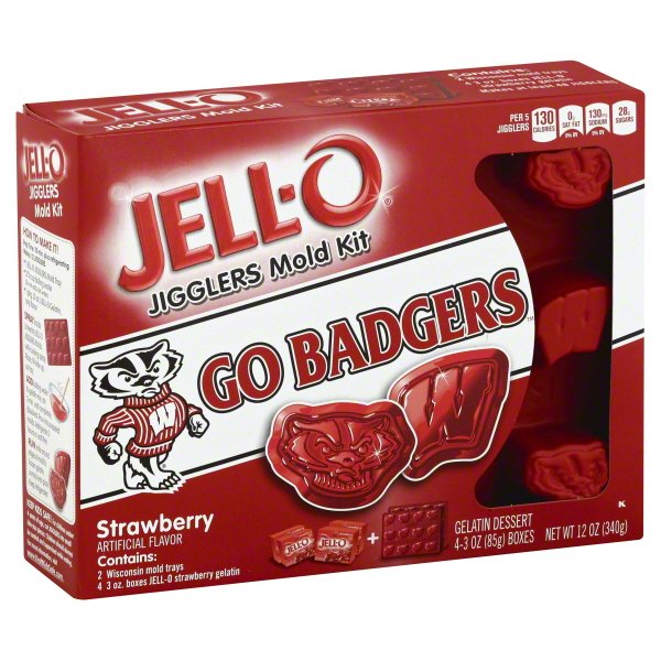 JELLO Jigglers University of Wisconsin Strawberry Mold Kit, 6 pc